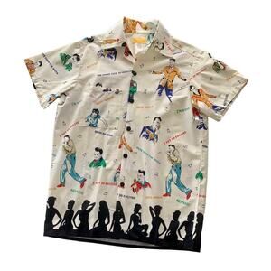 Bernie Dexter Rockabilly Idol Pin Up Collared Button Down Short Sleeve Shirt Sm